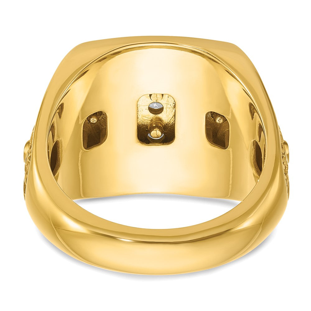 IBGoodman 10k Two-tone Men's Polished Textured and Diamond-cut Stars and Stripes Round Cluster Ring Mounting
