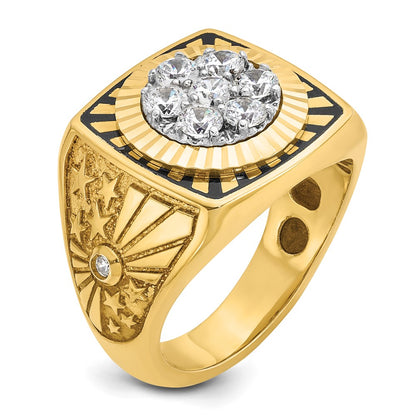 IBGoodman 10k Two-tone Men's Polished Textured and Diamond-cut Stars and Stripes Round Cluster Ring Mounting