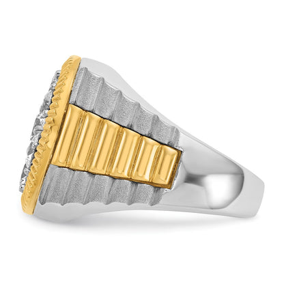 IBGoodman 14k Two-Tone 3 carat Lab Grown Diamond VS/SI+ G+ Complete Ribbed Men's Cluster Ring