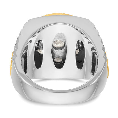 IBGoodman 14k Two-Tone 3 carat Lab Grown Diamond VS/SI+ G+ Complete Ribbed Men's Cluster Ring
