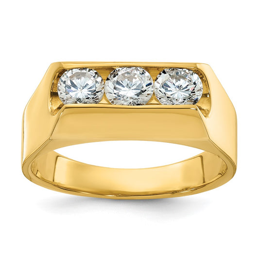 IBGoodman 14k 1 carat Lab Grown Diamond VS/SI+ G+ Complete Three Stone Men's Ring