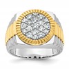 IB Goodman 14k Two-tone Mens Polished/Satin/Ribbed Holds 6-1.9mm/13-2.5mm Stones Cluster Ring Mounting