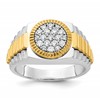 IB Goodman 14k Two-tone Mens Polished/Satin/Ribbed Holds 6-1.7mm/13-2.0mm Stones Cluster Ring Mounting