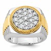IBGoodman 14k Two-Tone 2 carat Lab Grown Diamond VS/SI+ G+ Complete Ribbed Men's Cluster Ring