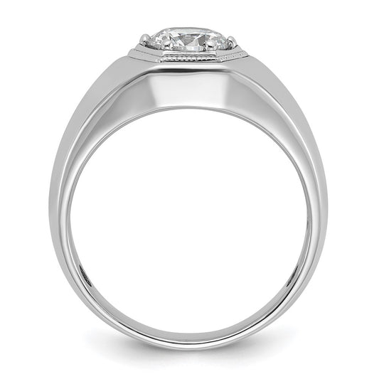 IBGoodman 14k White Gold 1 carat Lab Grown Diamond VS/SI+ G+ Complete Polished and Beaded Men's Ring