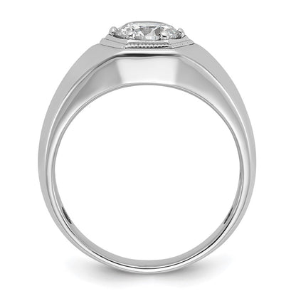 IBGoodman 14k White Gold 1 carat Lab Grown Diamond VS/SI+ G+ Complete Polished and Beaded Men's Ring