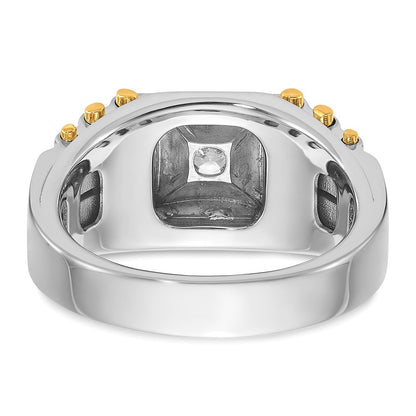 IBGoodman 14k Two-tone 1 carat Lab Grown Diamond VS/SI+ G+ Polished and Brushed Textured Complete Men's Ring