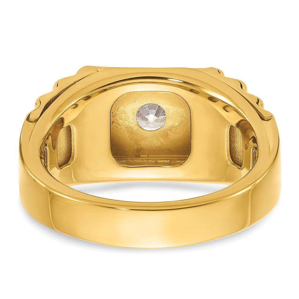 IBGoodman 14k Two-Tone 1 carat Lab Grown Diamond VS/SI+ G+ Polished and Ribbed Complete Men's Ring