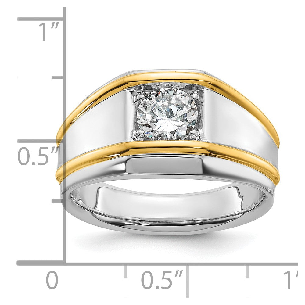IBGoodman 14k Two-tone 1 carat Lab Grown Diamond VS/SI+ G+ Complete Polished Men's Solitaire Ring