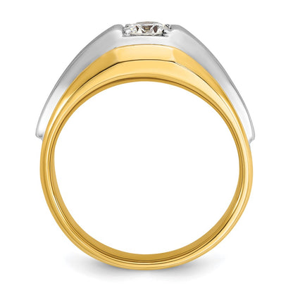 IBGoodman 14k Two-tone 3/8 carat Lab Grown Diamond VS/SI+ G+ Complete Polished and Satin Men's Ring