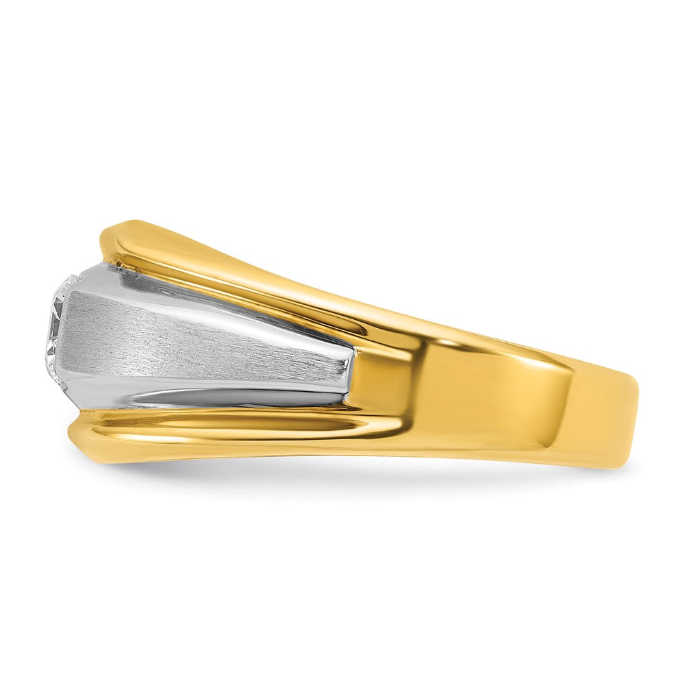 IBGoodman 14k Two-tone 3/8 carat Lab Grown Diamond VS/SI+ G+ Complete Polished and Satin Men's Ring