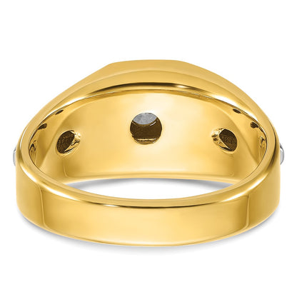 IBGoodman 14k Two-tone 3/8 carat Lab Grown Diamond VS/SI+ G+ Complete Polished and Satin Men's Ring