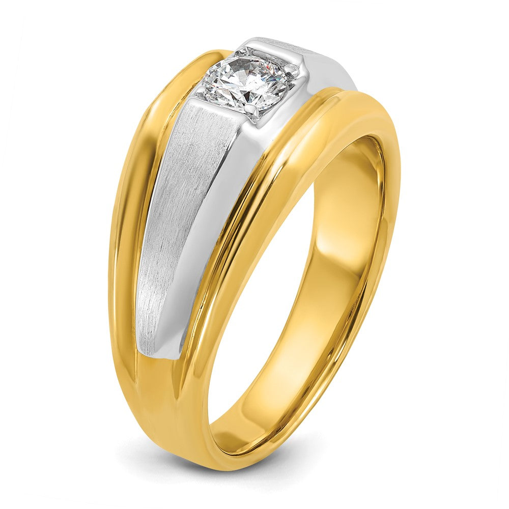 IBGoodman 14k Two-tone 3/8 carat Lab Grown Diamond VS/SI+ G+ Complete Polished and Satin Men's Ring