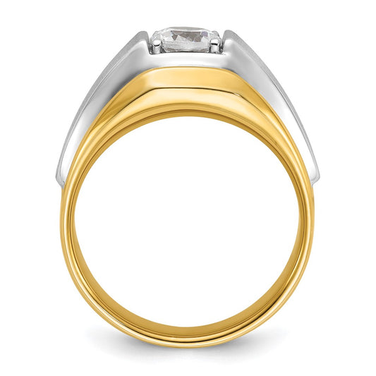 IBGoodman 14k Two-tone 1 carat Lab Grown Diamond VS/SI+ G+ Complete Polished and Brushed Men's Band