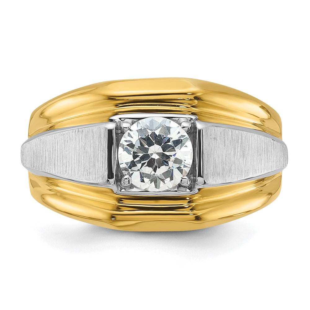 IBGoodman 14k Two-tone 1 carat Lab Grown Diamond VS/SI+ G+ Complete Polished and Brushed Men's Band