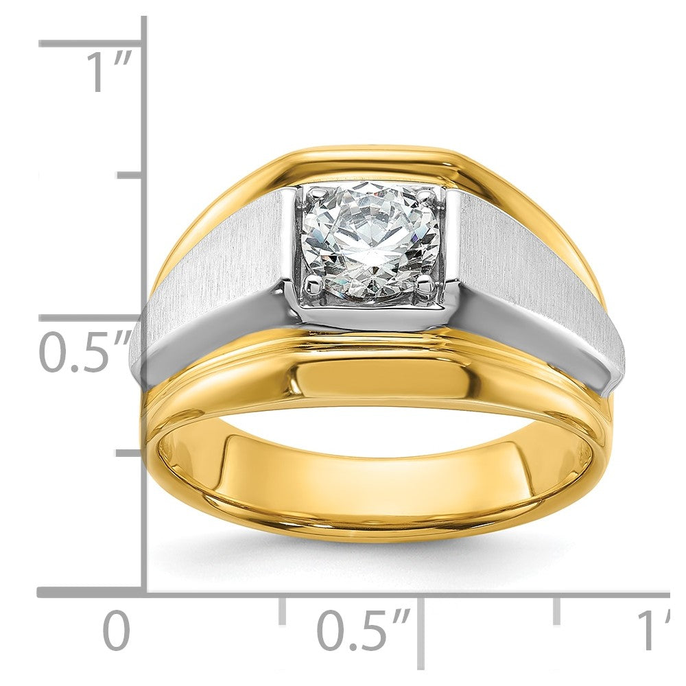IBGoodman 14k Two-tone 1 carat Lab Grown Diamond VS/SI+ G+ Complete Polished and Brushed Men's Band