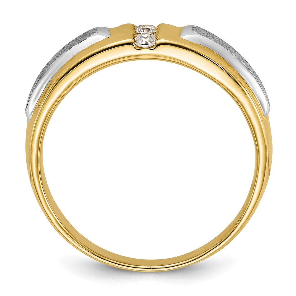IBGoodman 14k Two-tone 1/8 carat Lab Grown Diamond VS/SI+ G+ Complete Polished and Satin Men's Three Stone Ring