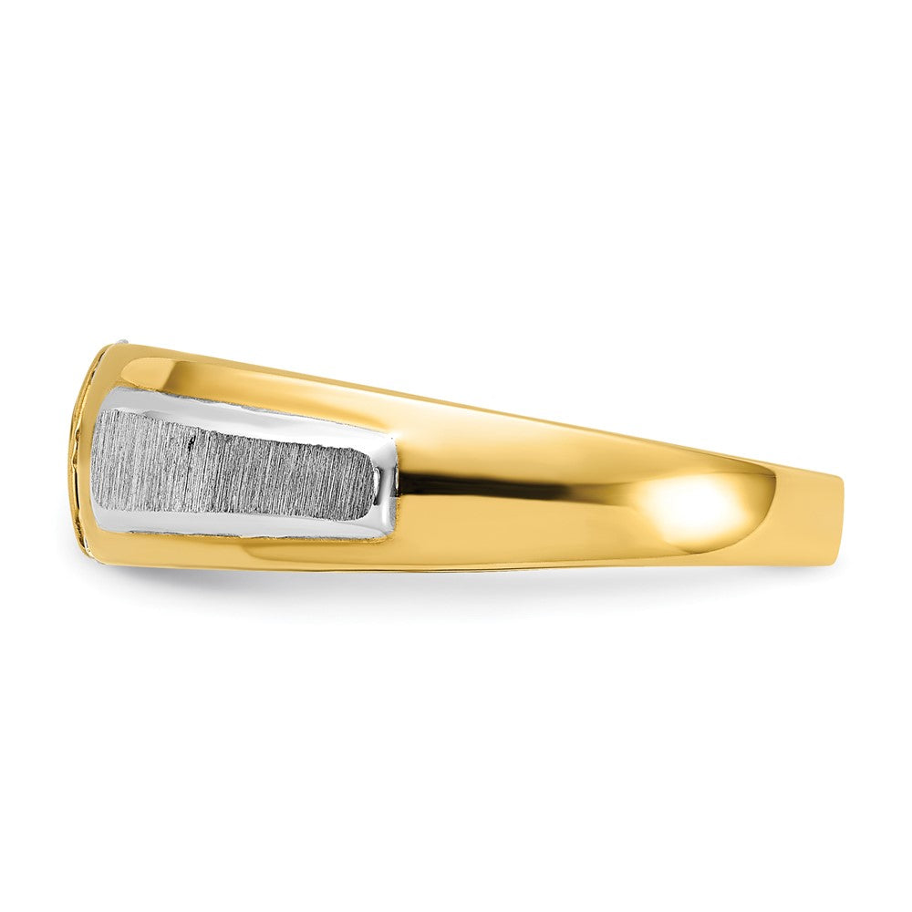 IBGoodman 14k Two-tone 1/8 carat Lab Grown Diamond VS/SI+ G+ Complete Polished and Satin Men's Three Stone Ring