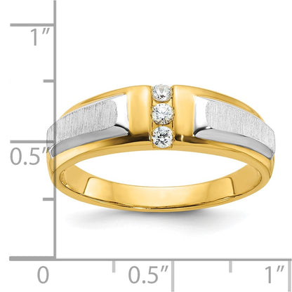 IBGoodman 14k Two-tone Polished and Satin Men's Three Stone Ring Mounting