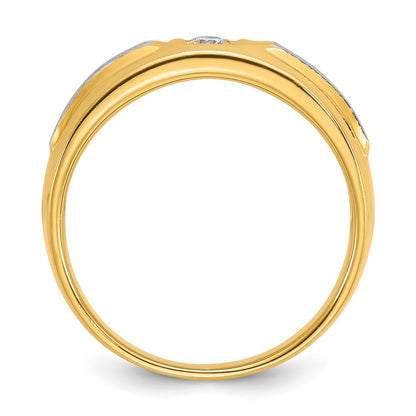 IB Goodman 10k Two-tone Mens Polished and Satin 1/10 carat Diamond Complete Ring