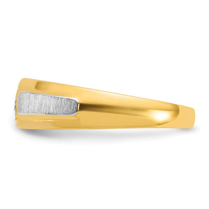 IB Goodman 10k Two-tone Mens Polished and Satin 1/10 carat Diamond Complete Ring