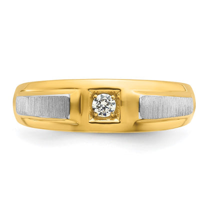 IB Goodman 10k Two-tone Mens Polished and Satin Holds 3.0mm Round Stone Ring Mounting