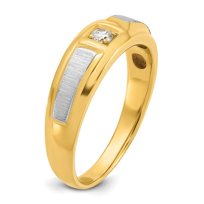 IB Goodman 10k Two-tone Mens Polished and Satin Holds 3.0mm Round Stone Ring Mounting