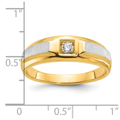 IB Goodman 10k Two-tone Mens Polished and Satin 1/10 carat Diamond Complete Ring