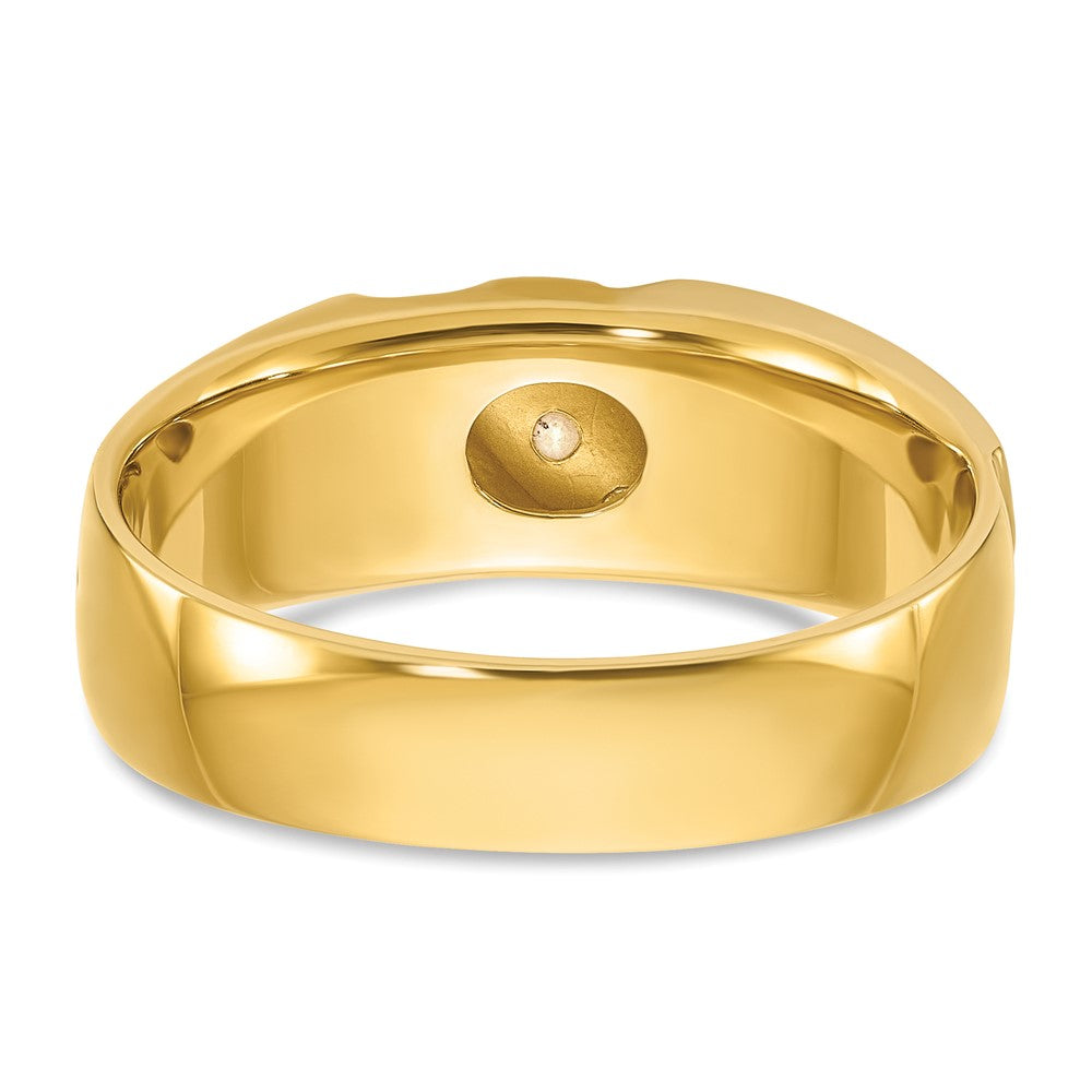 IBGoodman 14k Two-tone Men's Polished Satin and Grooved 3-Stone 1/6 Carat AA Quality Diamond Ring