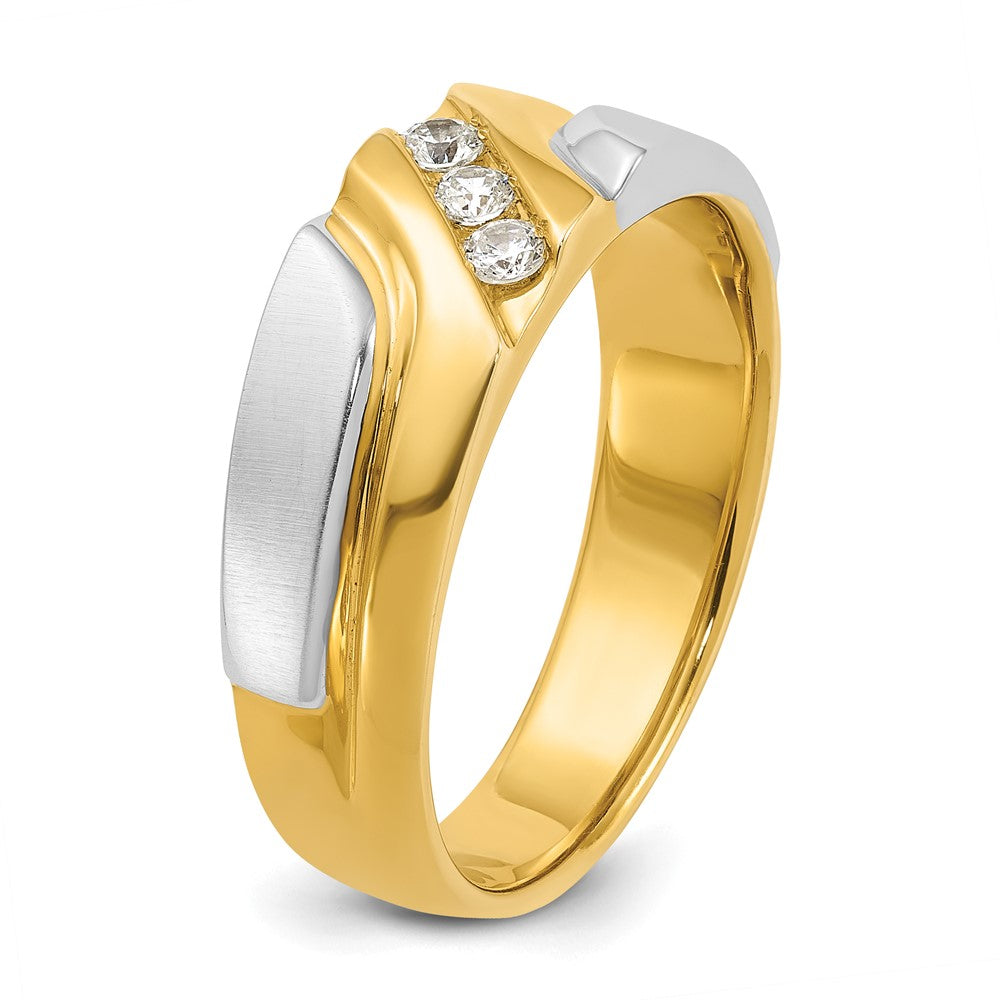 IBGoodman Two-tone 1/6 carat Lab Grown Diamond VS/SI+ G+ Complete Polished Satin and Grooved Men's Ring