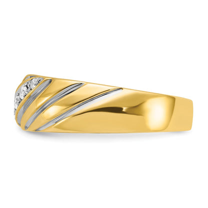 IBGoodman 14k with White Rhodium Polished and Grooved Men's Ring Mounting