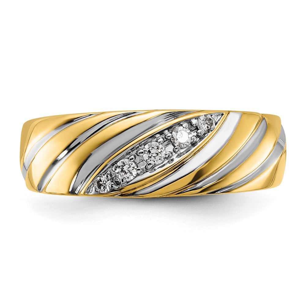 IBGoodman 14k with White Rhodium 1/6 carat Lab Grown Diamond VS/SI+ G+ Complete Polished and Grooved Men's Ring