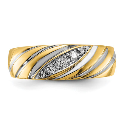 IBGoodman 14k with White Rhodium Polished and Grooved Men's Ring Mounting