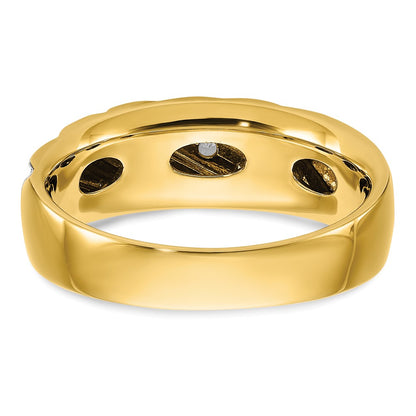 IBGoodman 14k with White Rhodium Polished and Grooved Men's Ring Mounting
