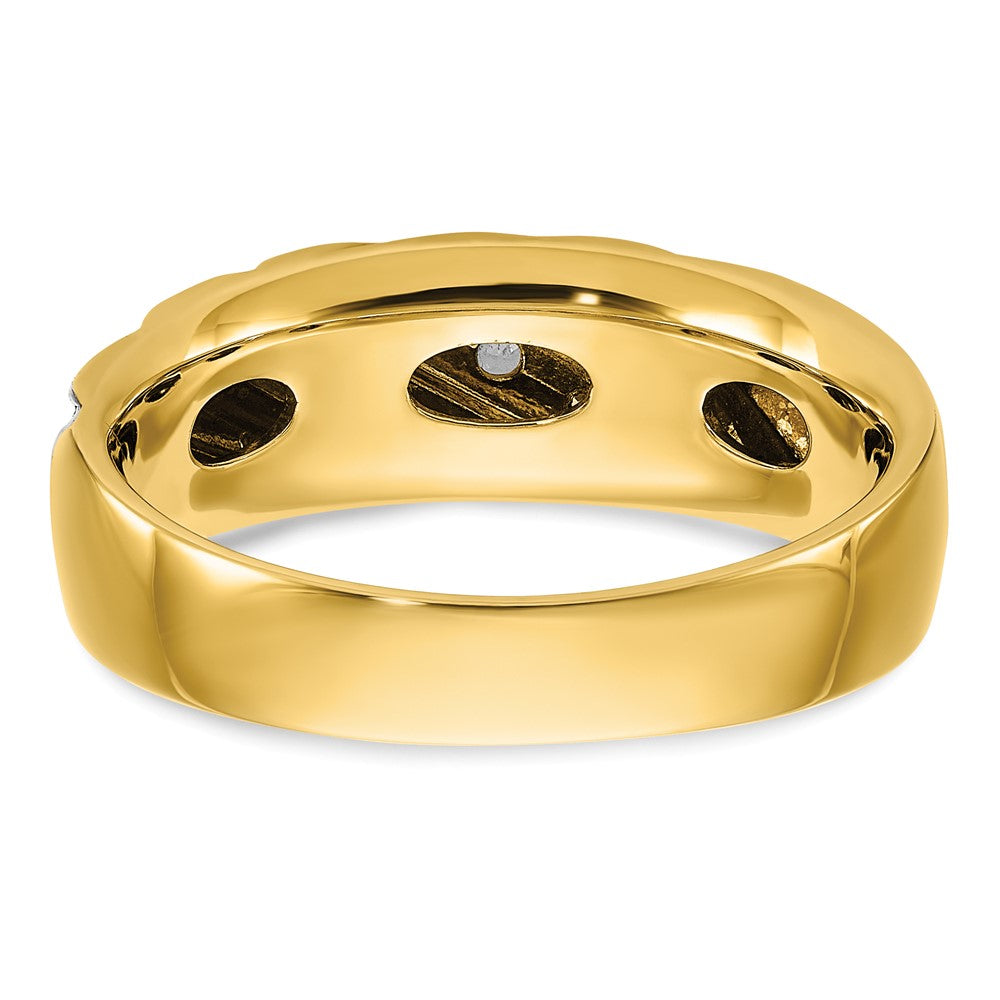 IBGoodman 14k with White Rhodium 1/6 carat Lab Grown Diamond VS/SI+ G+ Complete Polished and Grooved Men's Ring