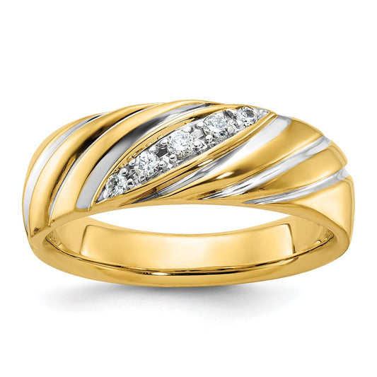 IBGoodman 14k with White Rhodium Polished and Grooved Men's Ring Mounting