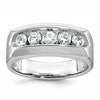 IBGoodman 14k White Gold 1 carat Lab Grown Diamond VS/SI+ G+ Five Stone Complete Polished and Satin Men's Ring