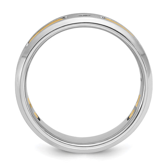 IBGoodman 10k Two-tone Men's Polished Satin and Cut-Out 1/6 Carat A Quality Diamond 3-Stone Ring