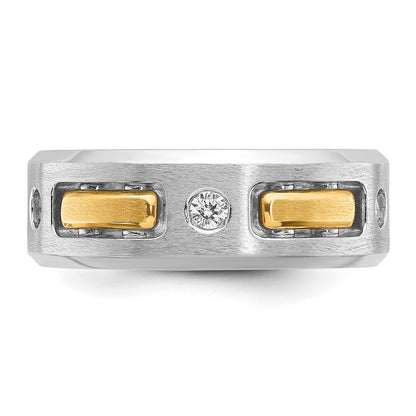 IBGoodman 14k Two-tone 1/6 carat Lab Grown Diamond VS/SI+ G+ Polished and Satin Cut-Out Three Stone Complete Men's Ring