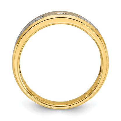 IB Goodman 10k Two-tone Mens Polished and Satin Holds 3.0mm Round Stone Ring Mounting