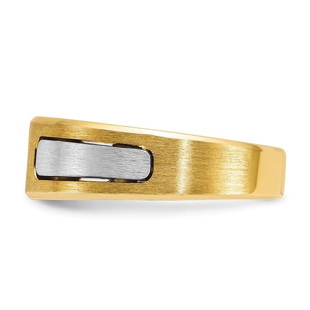 IB Goodman 10k Two-tone Mens Polished and Satin Holds 3.0mm Round Stone Ring Mounting