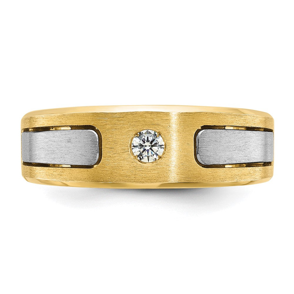 IB Goodman 10k Two-tone Mens Polished and Satin Holds 3.0mm Round Stone Ring Mounting