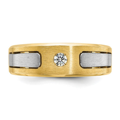 IB Goodman 10k Two-tone Mens Polished and Satin 1/10 carat Diamond Complete Ring