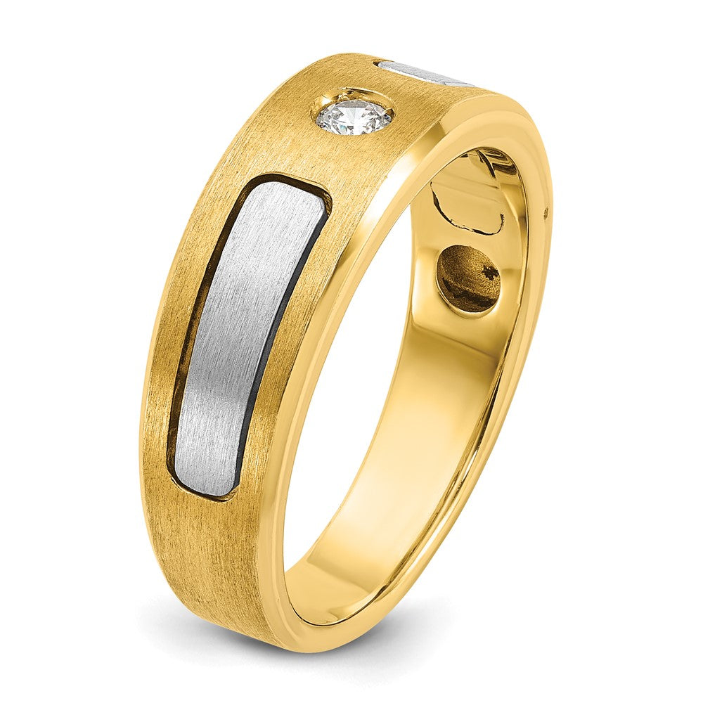 IB Goodman 10k Two-tone Mens Polished and Satin Holds 3.0mm Round Stone Ring Mounting