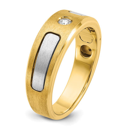 IB Goodman 10k Two-tone Mens Polished and Satin Holds 3.0mm Round Stone Ring Mounting