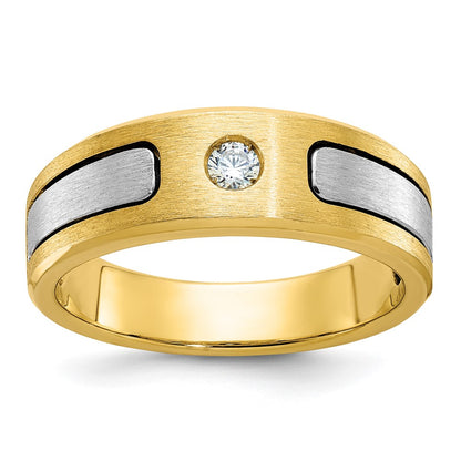 IB Goodman 10k Two-tone Mens Polished and Satin 1/10 carat Diamond Complete Ring