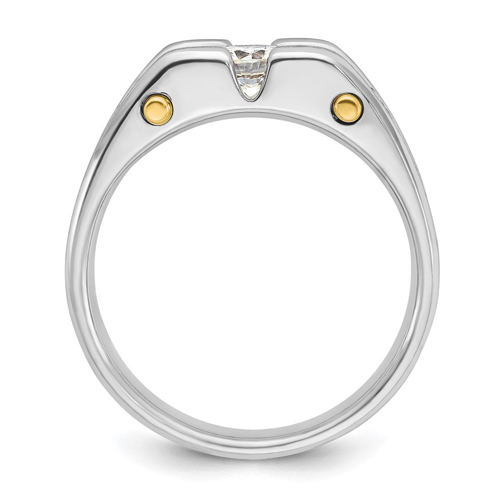 IBGoodman 10k Two-tone Men's Polished Satin and Cut-Out 3-Stone 3/4 Carat A Quality Diamond Ring
