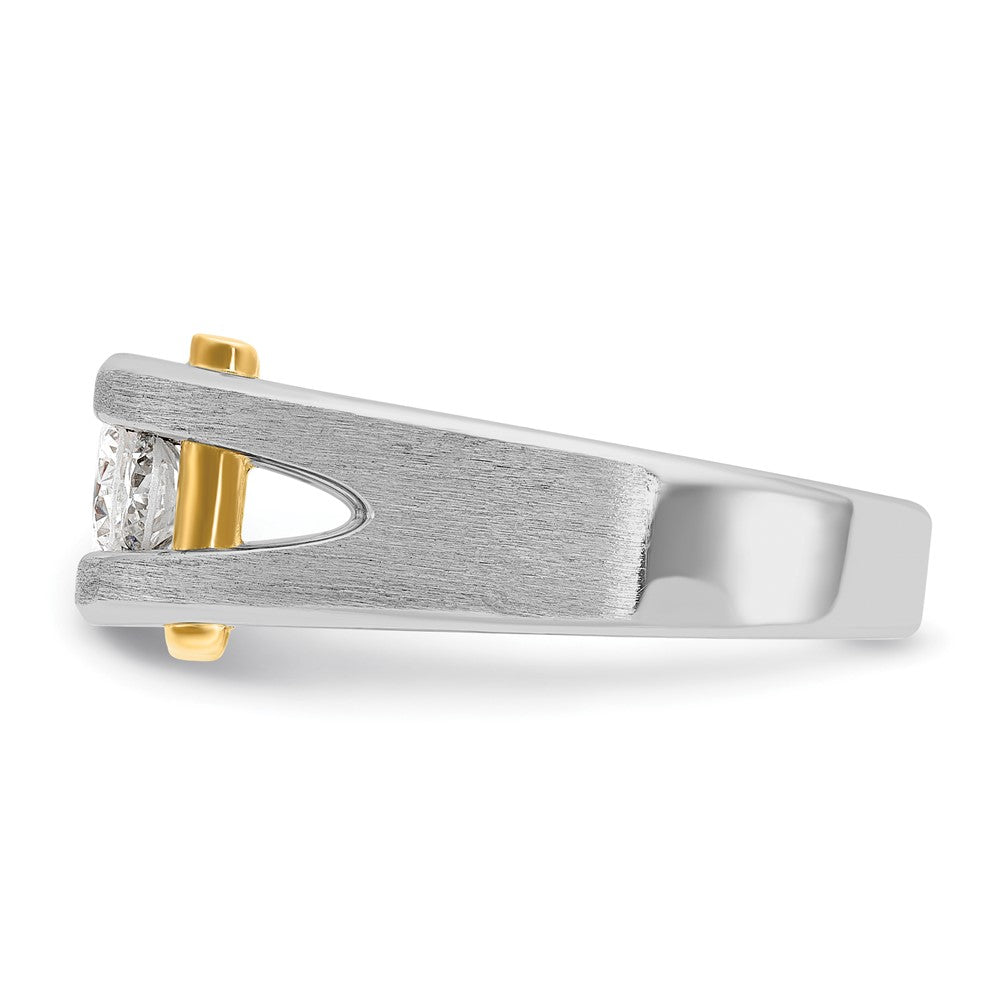 IBGoodman 10k Two-tone Men's Polished Satin and Cut-Out 3-Stone 3/4 Carat A Quality Diamond Ring