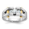 IBGoodman 10k Two-tone Men's Polished Satin and Cut-Out 3-Stone 3/4 Carat A Quality Diamond Ring
