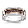 IBGoodman 10k White and Rose Gold Men's Polished and Satin 7-Stone 1/2 Carat Brown Diamond Ring